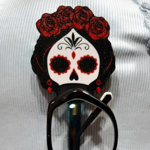 Broche Cuelga Gafas Rosas Catrina